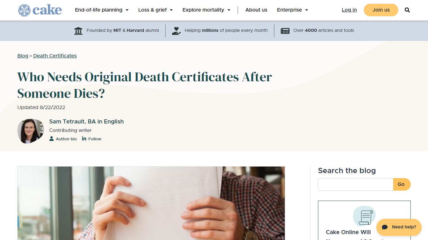 What Parties Need Original Death Certificates After a Loved One ... - Cake